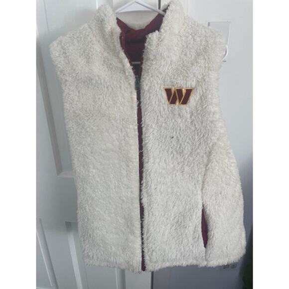 NWOT NFL Reversible Puffer Vest Sherpa - Washington Commanders Women's XL - Picture 1 of 4